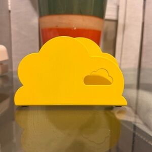 Vintage 1990s metal yellow Ikea napkin holder storage, office desk organizer